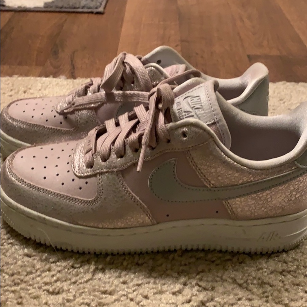 Purple leather Air Force Ones
